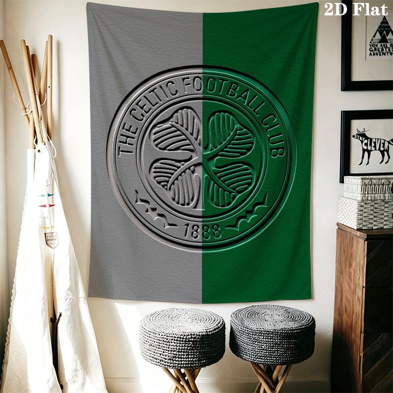 Celtic Football Club Wall Tapestry Aesthetic Wall Hanging Printed Fabric Blanket Decorative Tapestries for Bedroom Living Room Home Decor