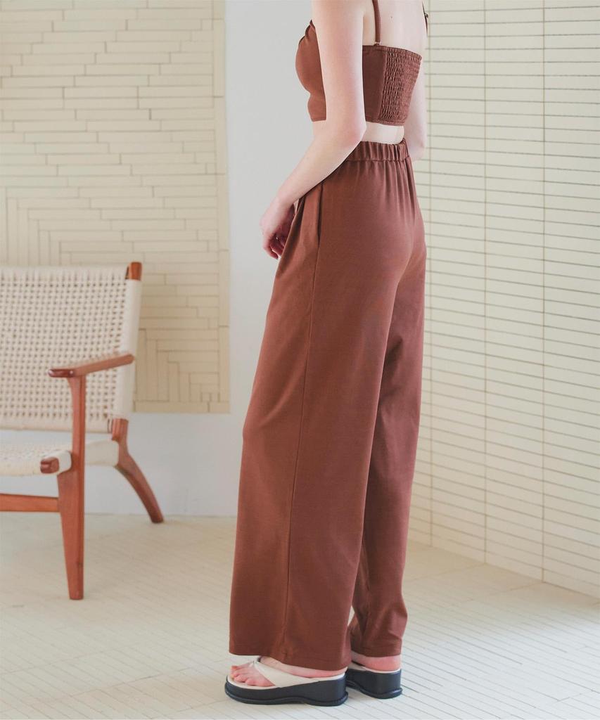 Seedless DBXM0451 Pants with Elastic Brown Women's Maxi-Length Wide-Leg Back,