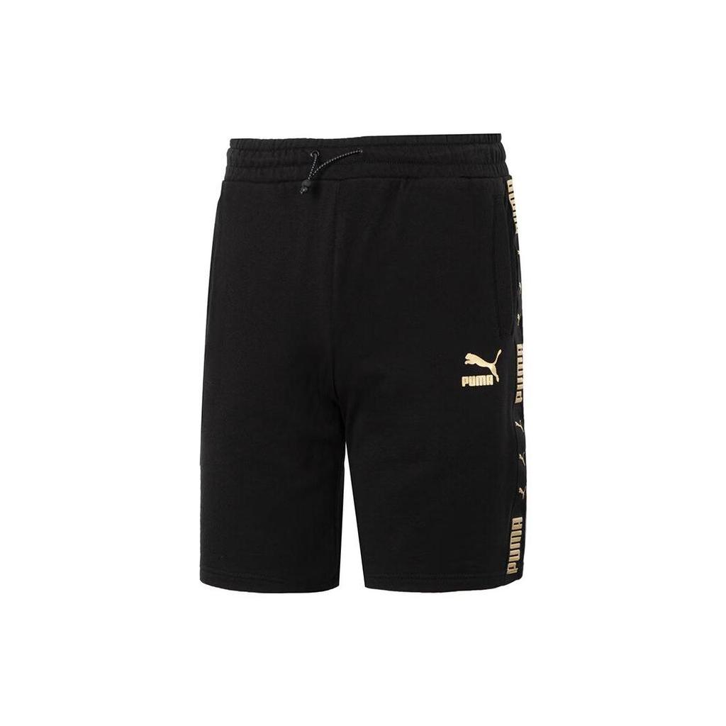 Puma Logo Letter Print Cotton Lace-Up Sports Casual Shorts Men shorts Black 536405-01