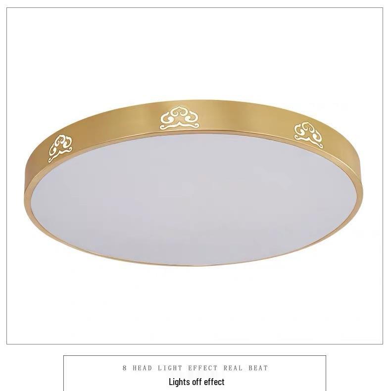 All-Copper Modern LED Ceiling Light: Ultra-Thin Round Fixture for Bedroom, Balcony, and Hallway