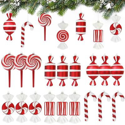 3/6Pcs Big Christmas Lollipop Red Candy Cane Pendant Xmas Tree Hanging Ball Ornament 2025 Christmas Decoration For Home New Year