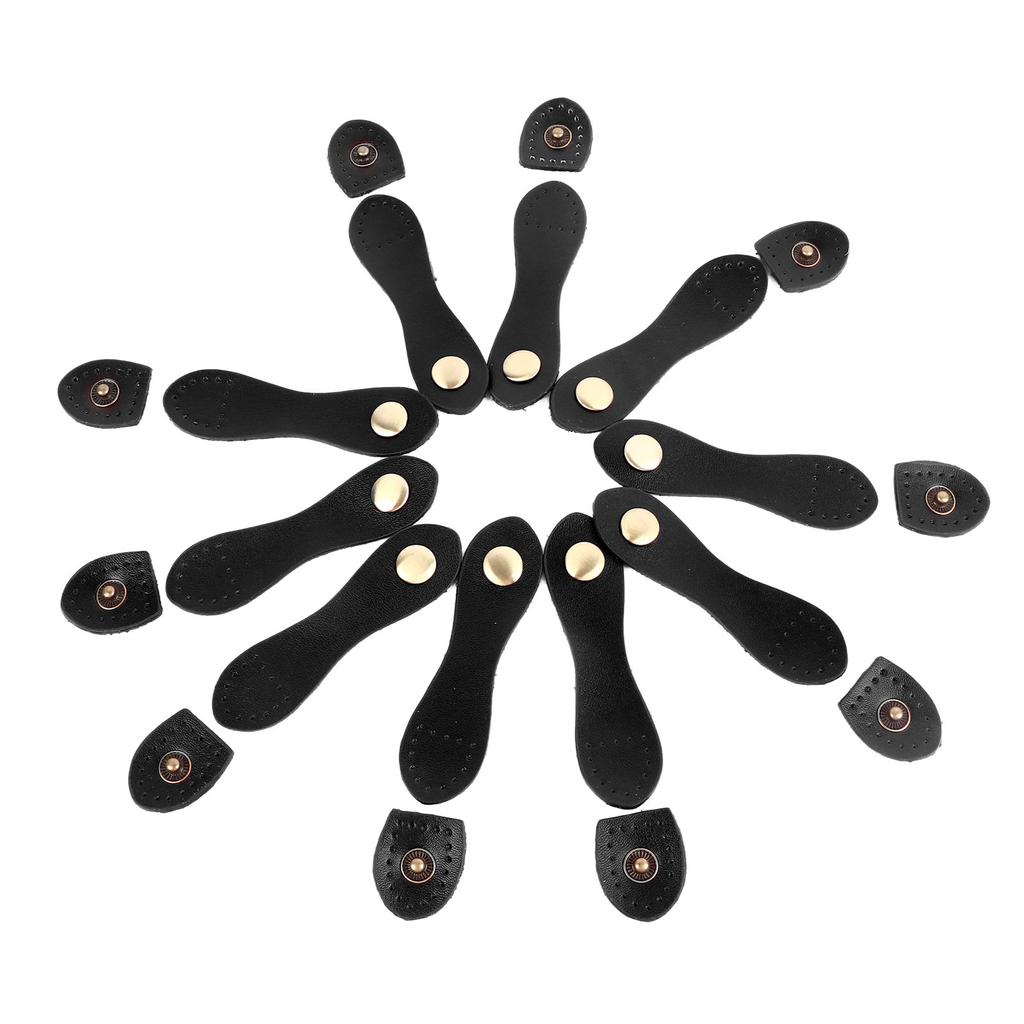 10 Sets Sew On Leather Snap Buckle DIY Handcraft Soft Genuine Leather Purse Tab Closures for Craft