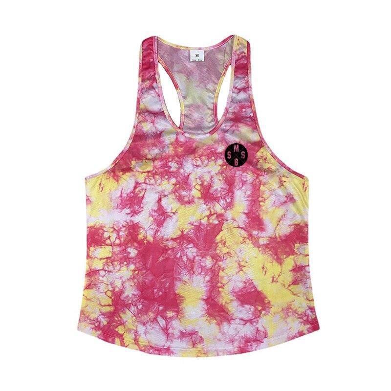 

Летняя мужская одежда для бодибилдинга и фитнеса, удобный и мягкий жилет для бега с принтом, повседневные модные топы для тренировок XXL красный