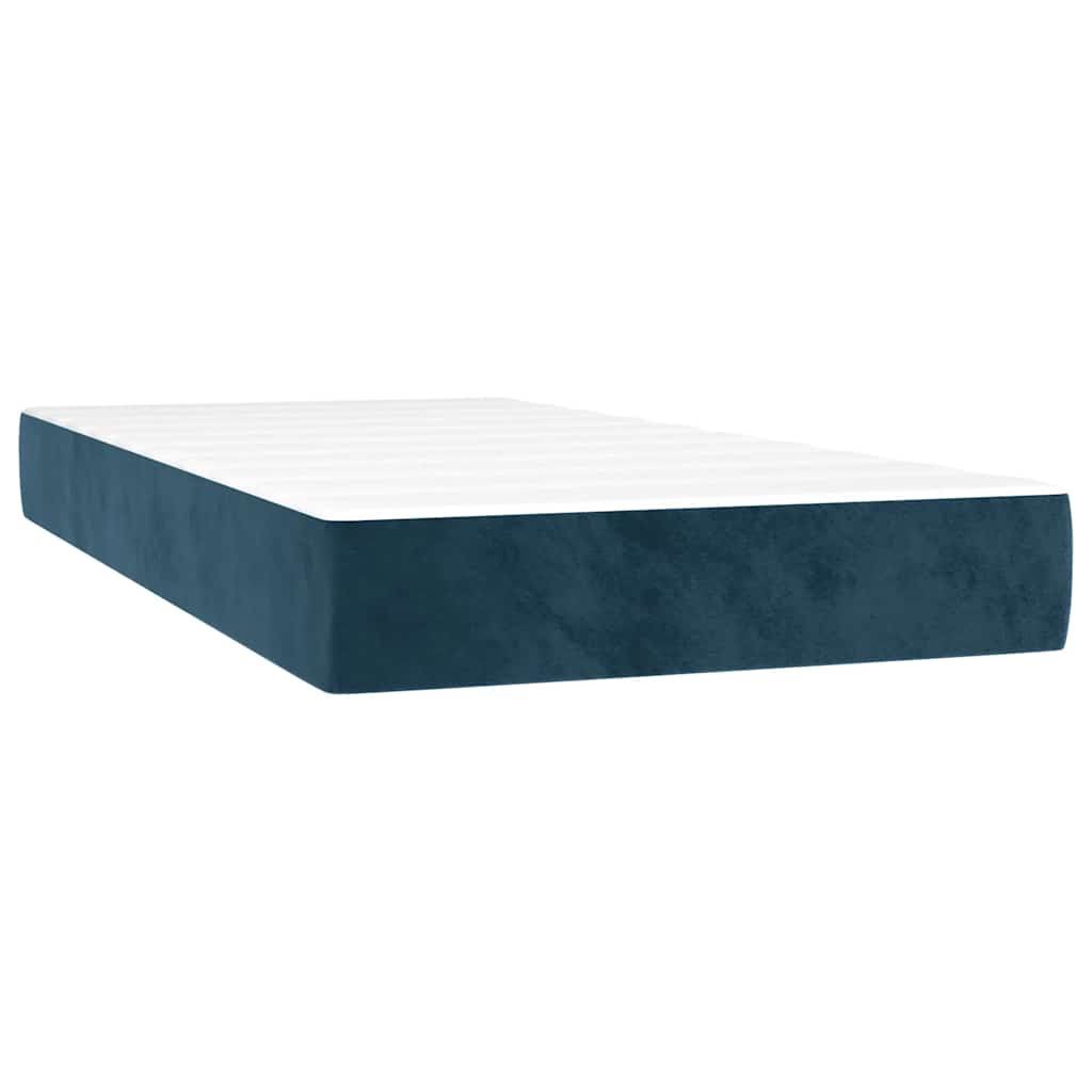 Box Spring Bed with Mattress & LED Lighting Dark Blue 100 x 200 cm Velvet