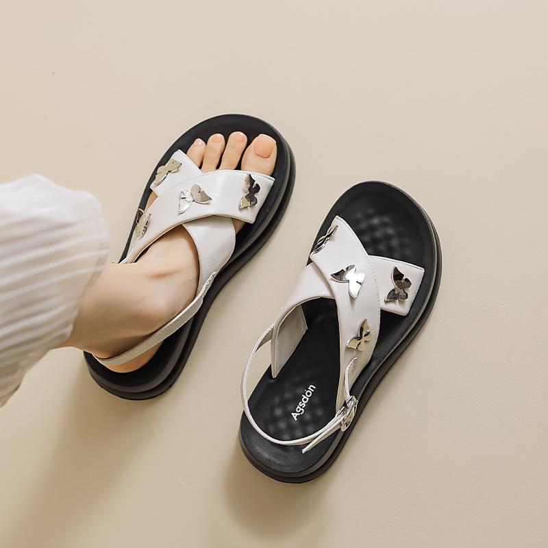 Augustine sandals women's summer wear 2025 new platform butterfly cool slippers with skirt casual beach shoes