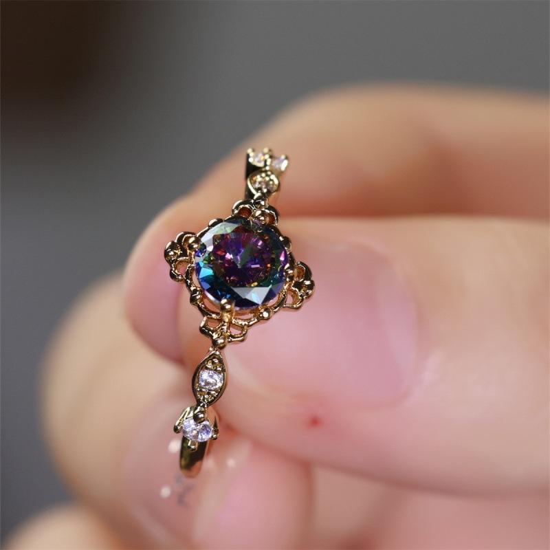 Shein four-claw round lace ring simple personality niche elegant ring no. 6