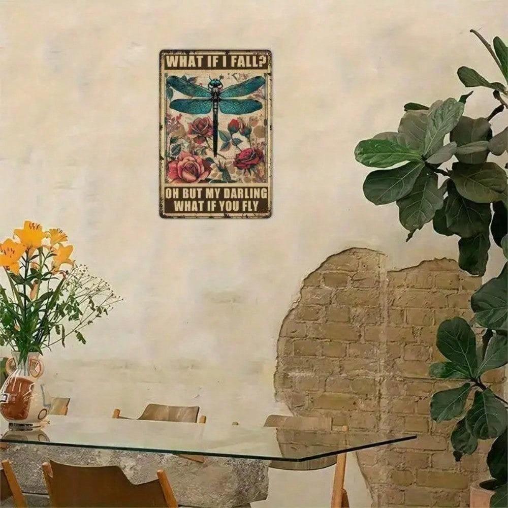 YNLLOOFD Vintage 8x12 Metal Tin Sign Dragonfly Art Wall Decor for Home Office