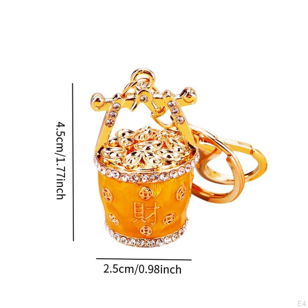 Feng Shui Bucket Keychain, Decorative, Bag Accessories, Wealth, , Yuan Bao Amulet Keychain Year