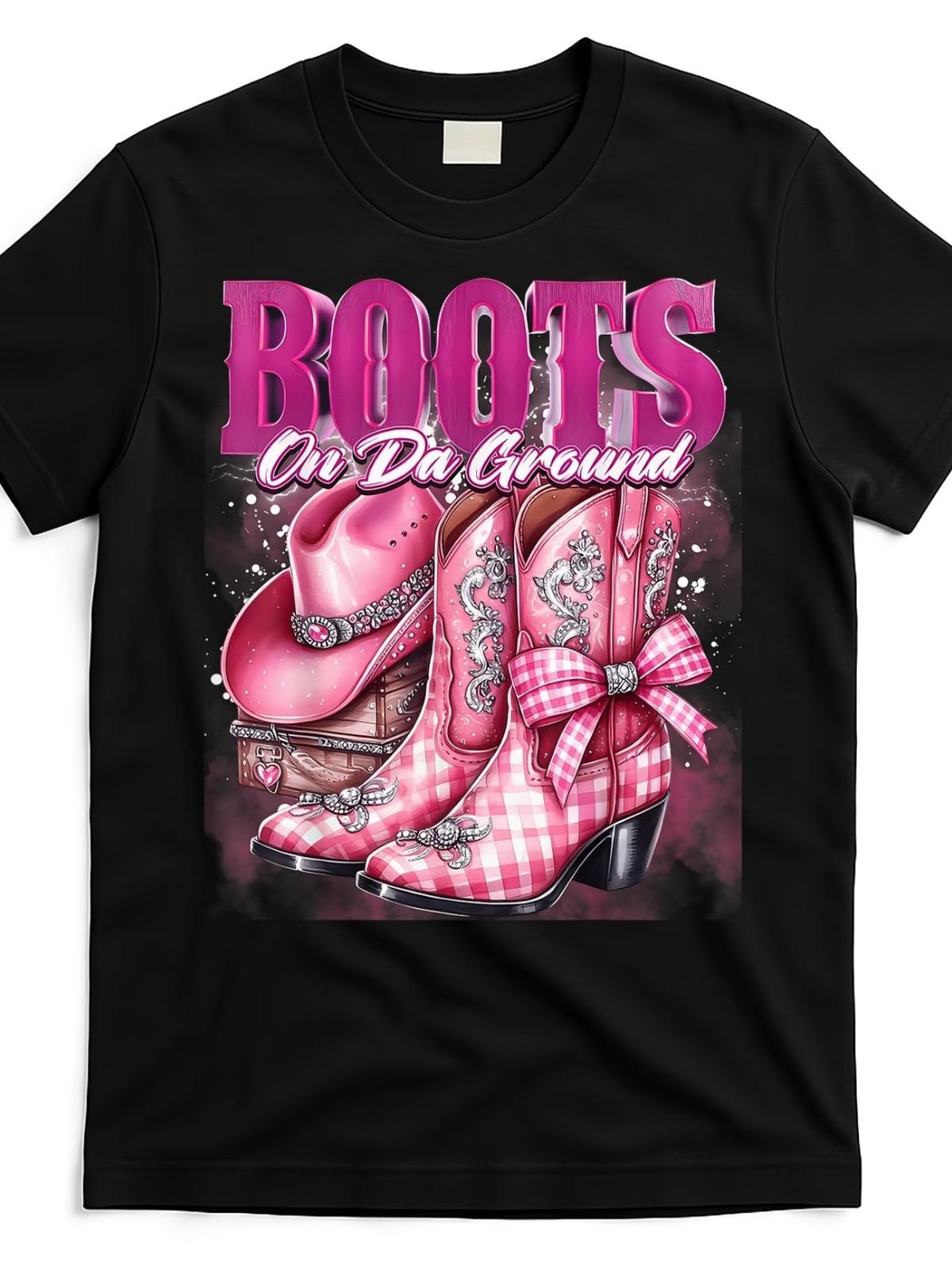Graphic Tee- Western Cowgirl Cowboy Linedance Boots on Da Ground S разноцветный
