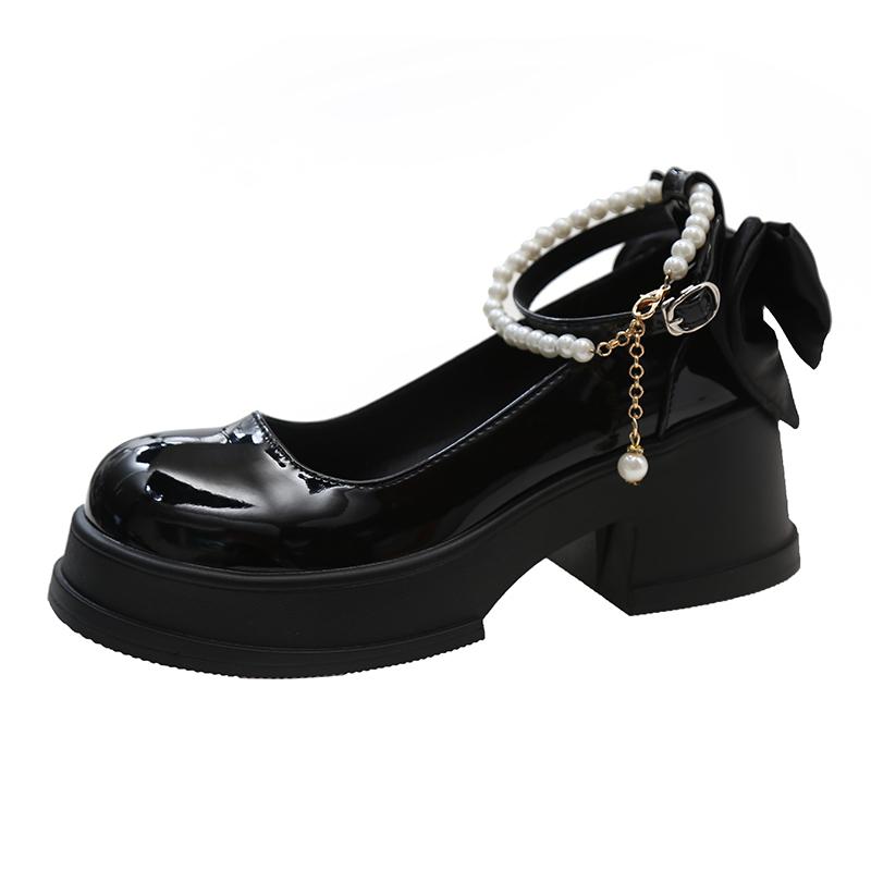 

Весна/лето Туфли на высоком каблуке с юбками Туфли на высоком каблуке с жемчужными пряжками Туфли Мэри Джейн для деловых женщин Повседневная обувь для банкета для женщин 40