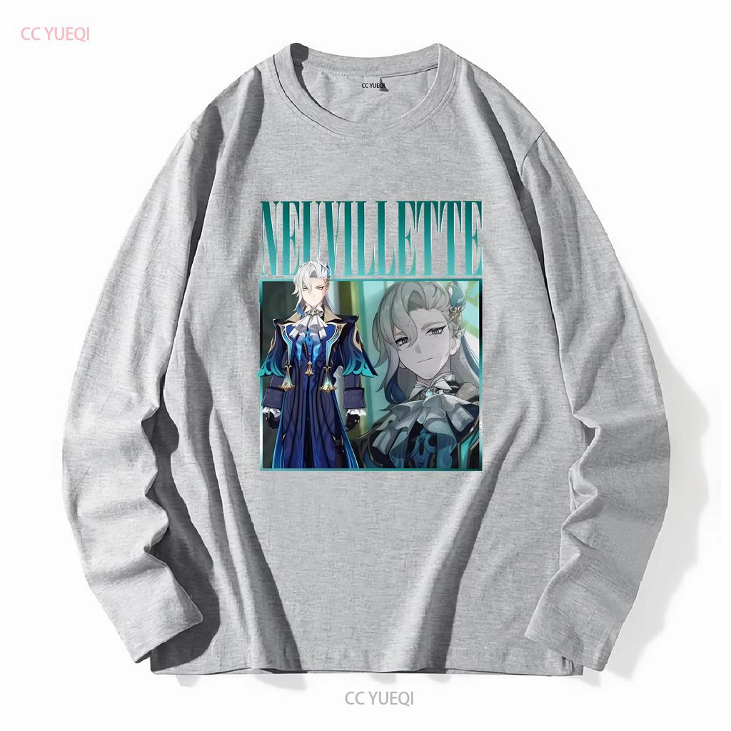 Neuvillette Genshin ImpacT T Shirt Vintage Retro Homage Gaming long or short sleeves vintage Washed graphic homme streetwear