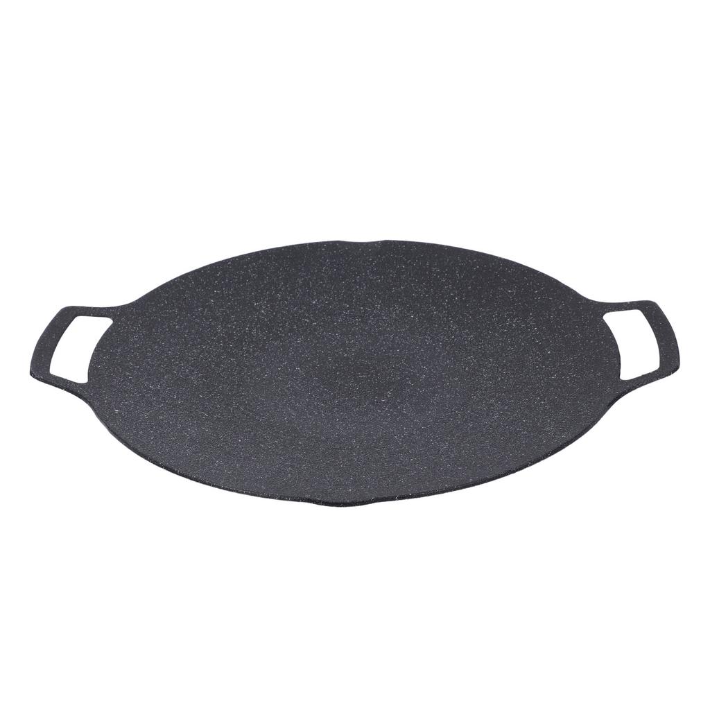 Korean Grill Pan Nonstick Round BBQ Griddle with 2 Handle Compatible for Induction Cooker Gas Stove Indoor Outdoor