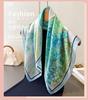 Flower landscape silk scarf versatile high-end printing simulation silk square scarf shawl neck small square scarf headscarf female