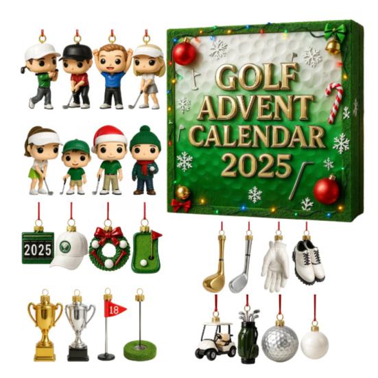 Golf Hanging Decoration Advent Calendar 24 Days Countdown Christmas Festive Acrylic Cartoon Golf Hanging Ornament Golf Lovers Gifts