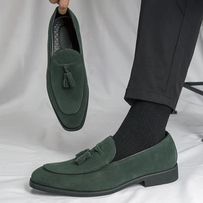 Chaussures Mocassins à Franges Mode Designer Nouvelles pour Hommes Cuir Daim Vert Marron Chaussures Homme Formelles Mariage Retour à l'École Chaussures