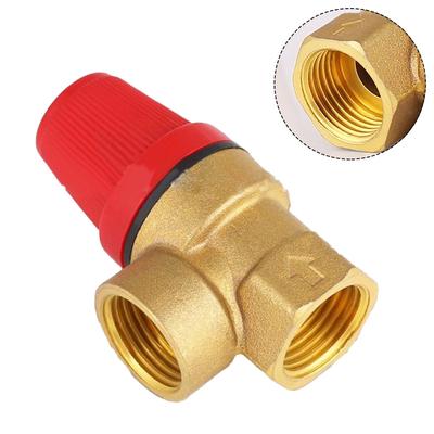 1x Soupape de sécurité en laiton Robinet de décharge 1/2 pouce Niveau de pression 3 bars à 6 bars Soupape de vidange Soupape de sécurité à membrane