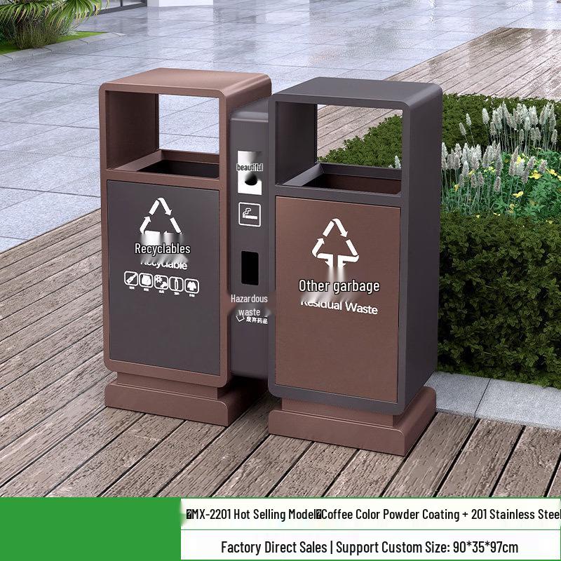 JPHZNB Outdoor Stainless Steel Trash Can