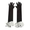 Elegant Fingerless Gloves Ruffle French Unique Outfits Long Gloves for Flapper Bride Wedding Dancing Accessories