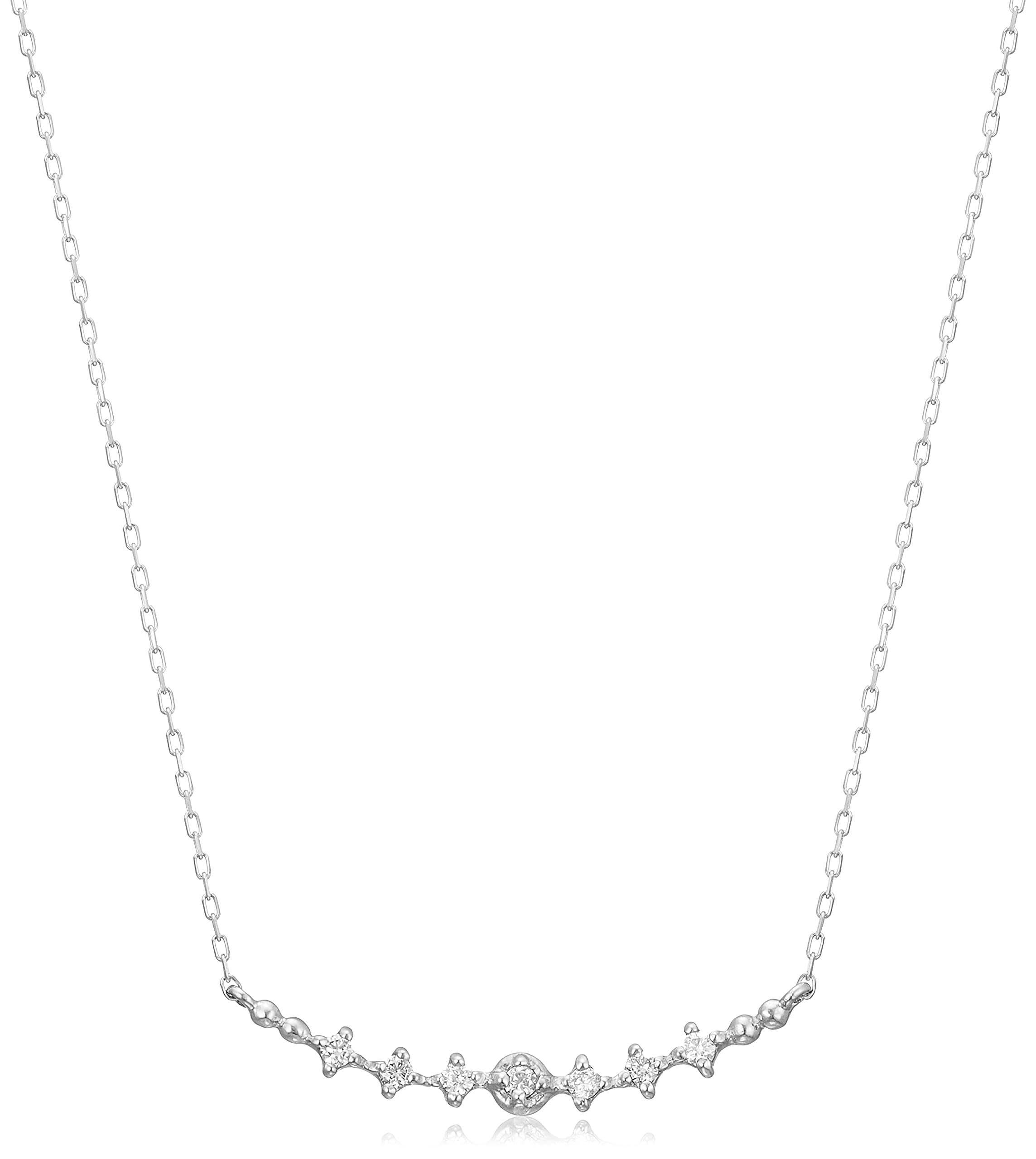 

K10 white gold x diamond line pendant necklace CHD0124 U-shaped білий