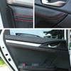 4x Black Leather With Red Stitching Car Door Panel Cover For Honda Civic 16-21