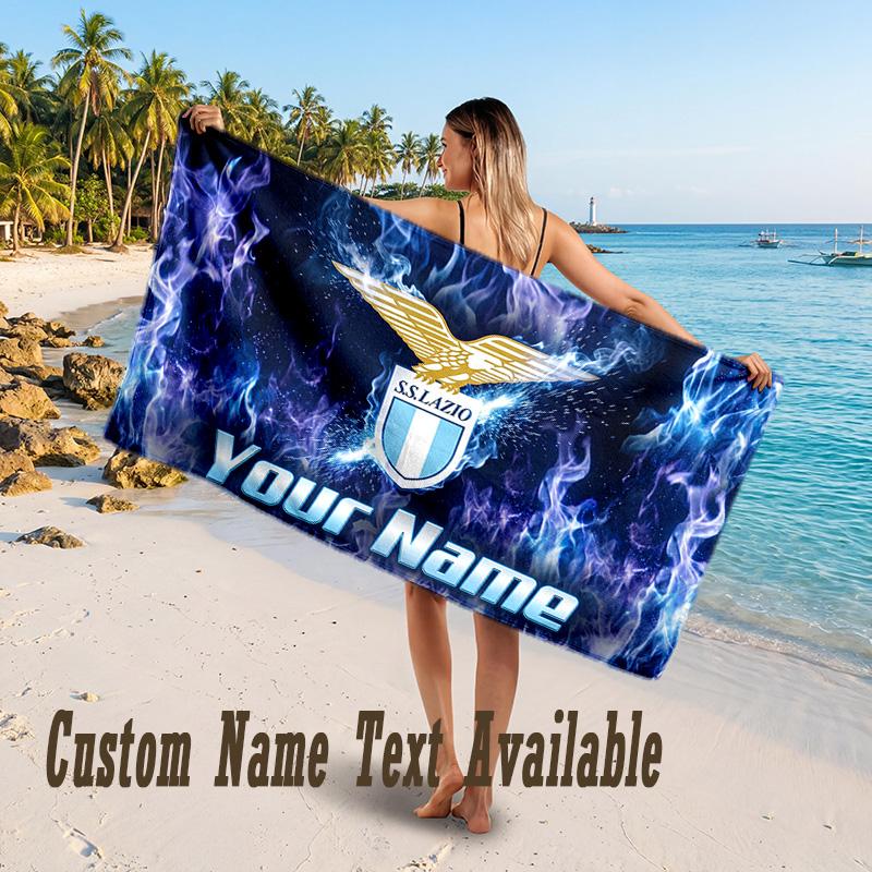 Lazio FC Design Beach Towel Custom Text Large Towel for Beach Vacation