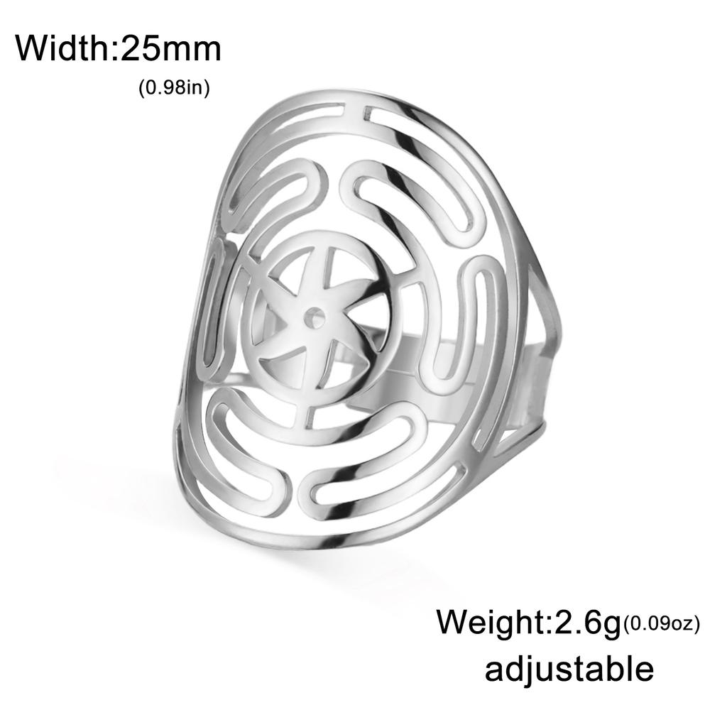 Hecate Wheel Adjustable Rings Women Stainless Steel Gold Finger Ring Ancient Greek Goddess Amulet Jewelry Gift