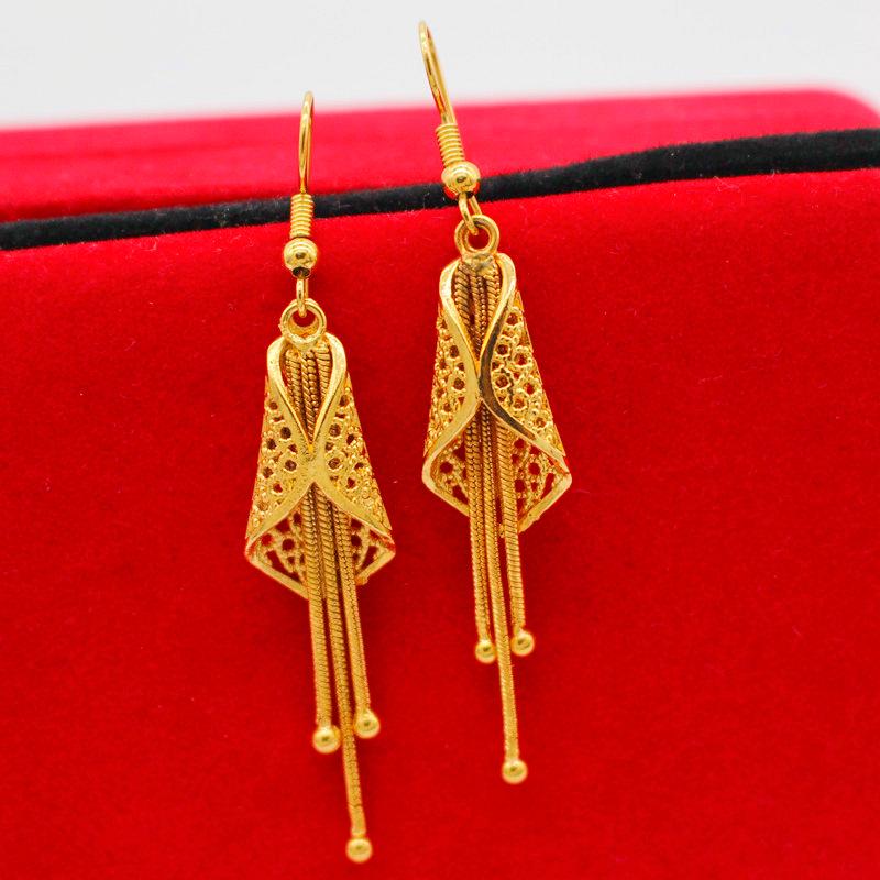 24k Gold-Plated Vietnamese Hollow Leaf Cicada Earrings for Women