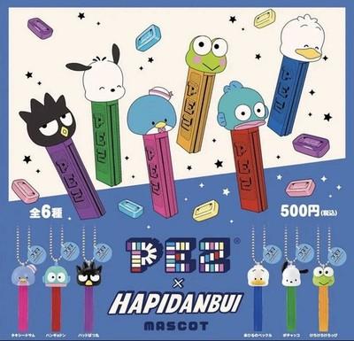 Sanrio PEZ x Hapidanbui Mascot Set 6 Complete Gashapon Capcel Toy