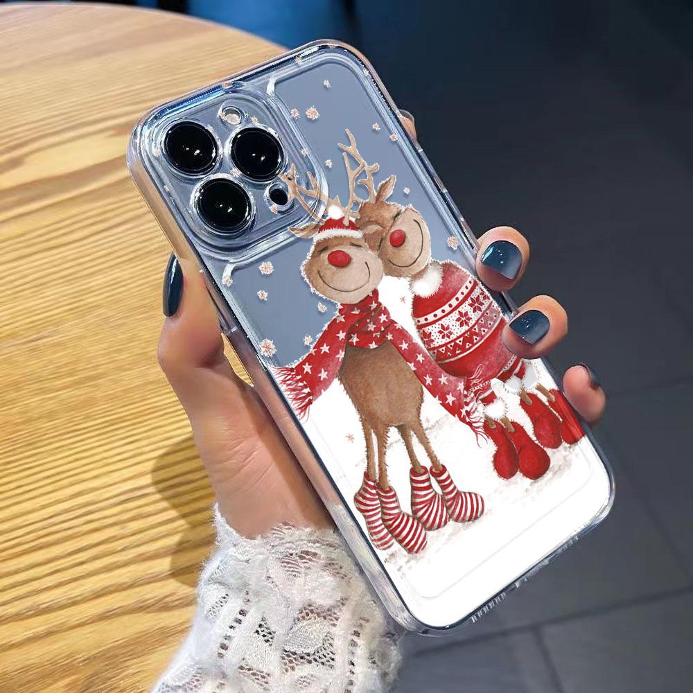 Silicone Christmas Phone Case For iPhone 16 Pro Funda iPhone 14 15 13 Pro Max 11 12 XR X XS 7 8 Plus SE 16promax 15promax Cover