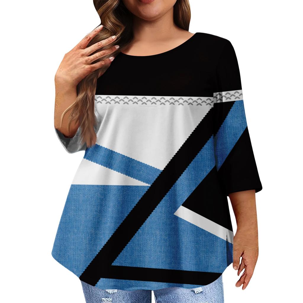 Women's Fashion Casual Round  Neck 3/4 Sleeve Oversized Top