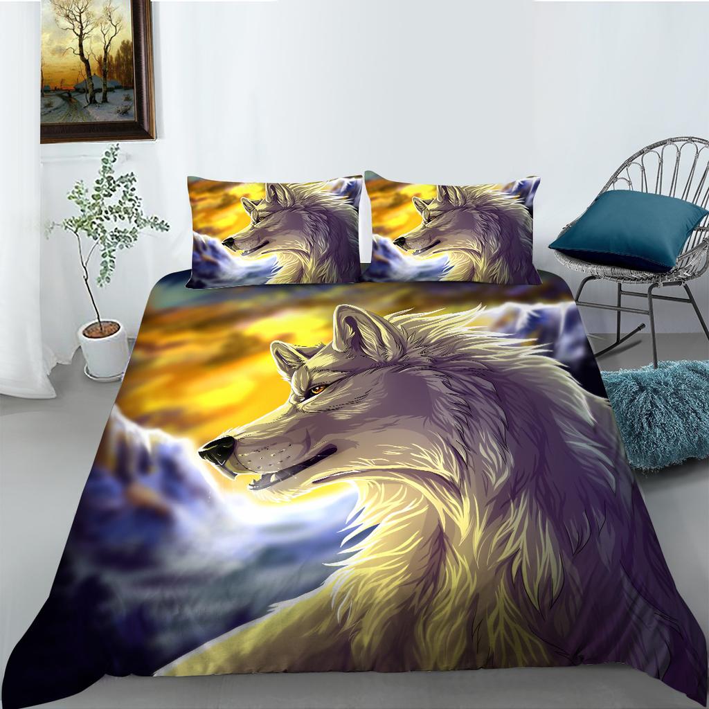 Polyester Bedding Two Or Three-Piece Digital Printing Wolf Series Can Be