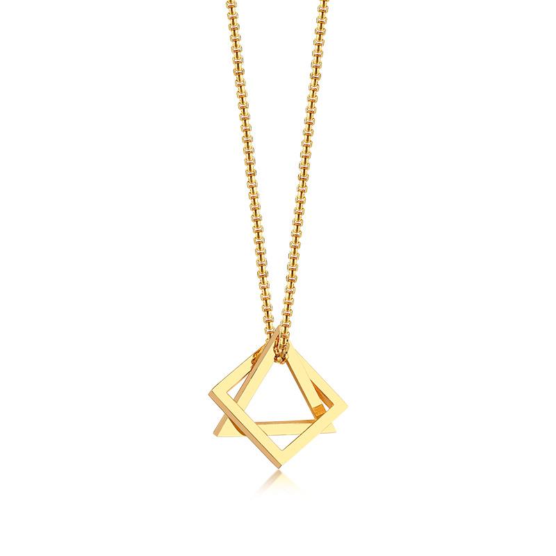 Vnox Retro Hollow Cube Pendant for Men Stainless Steel Square Vintage Necklace Punk Geometric Collier 24" Chain