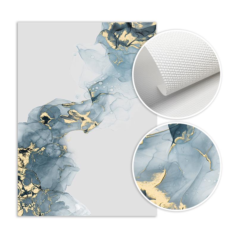 Abstract Marble Blue Golden Watercolor Ink Poster Nordic Modern Wall Art Canvas Painting Print Picture For Living Room Decor