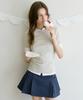LETTER FROM MOON Semi Off-Shoulder Sleeveless T-Shirt (Sand Beige)