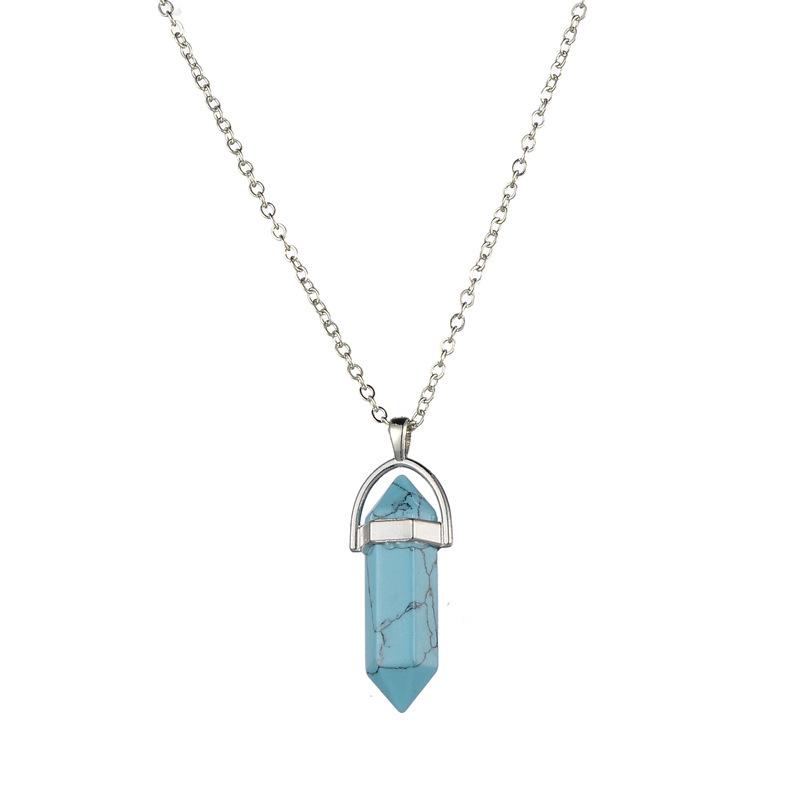 Elegant European & American Hexagonal Amethyst Crystal Necklace