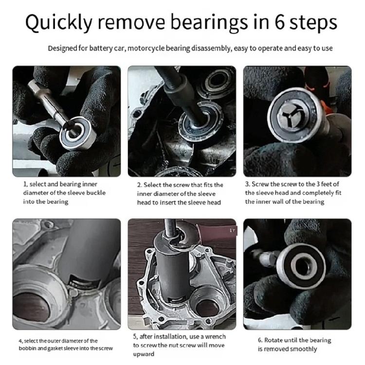 Easy To Use Motorcycle Bearing Puller Removal Tool Kit 9-23mm Diameter Suitable for DIY Enthusiasts & Repair Technicians
