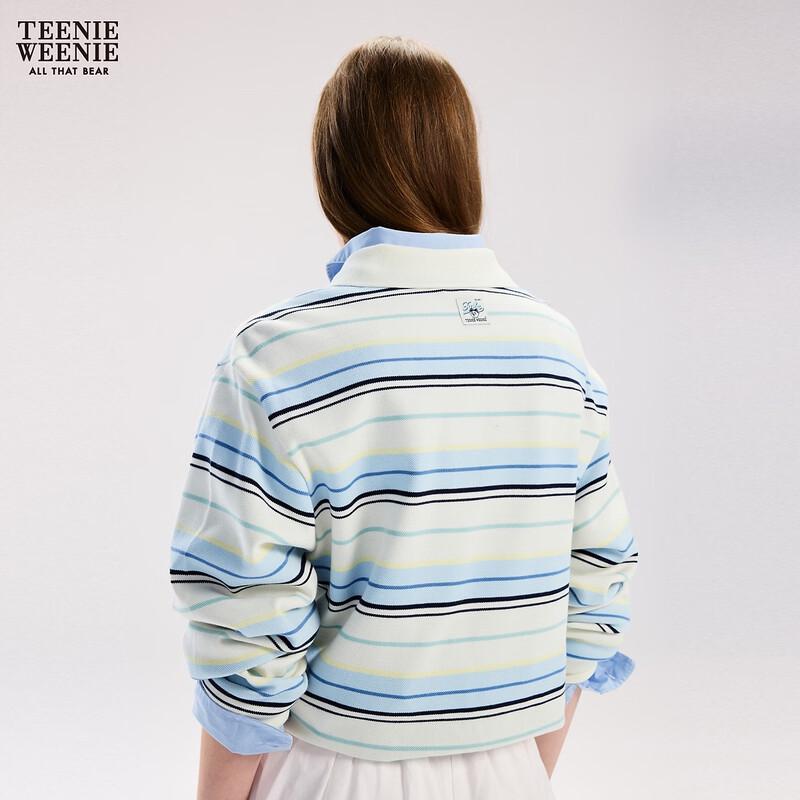 Teenie Weenie Women's Striped Polo T-Shirt with Bear Lettering