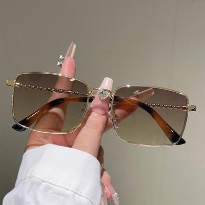Vintage Square Sunglasses Men Fashion Full Metal Rim Casual Sun Glasses Women  New Trendy Retro Design Decor Shades