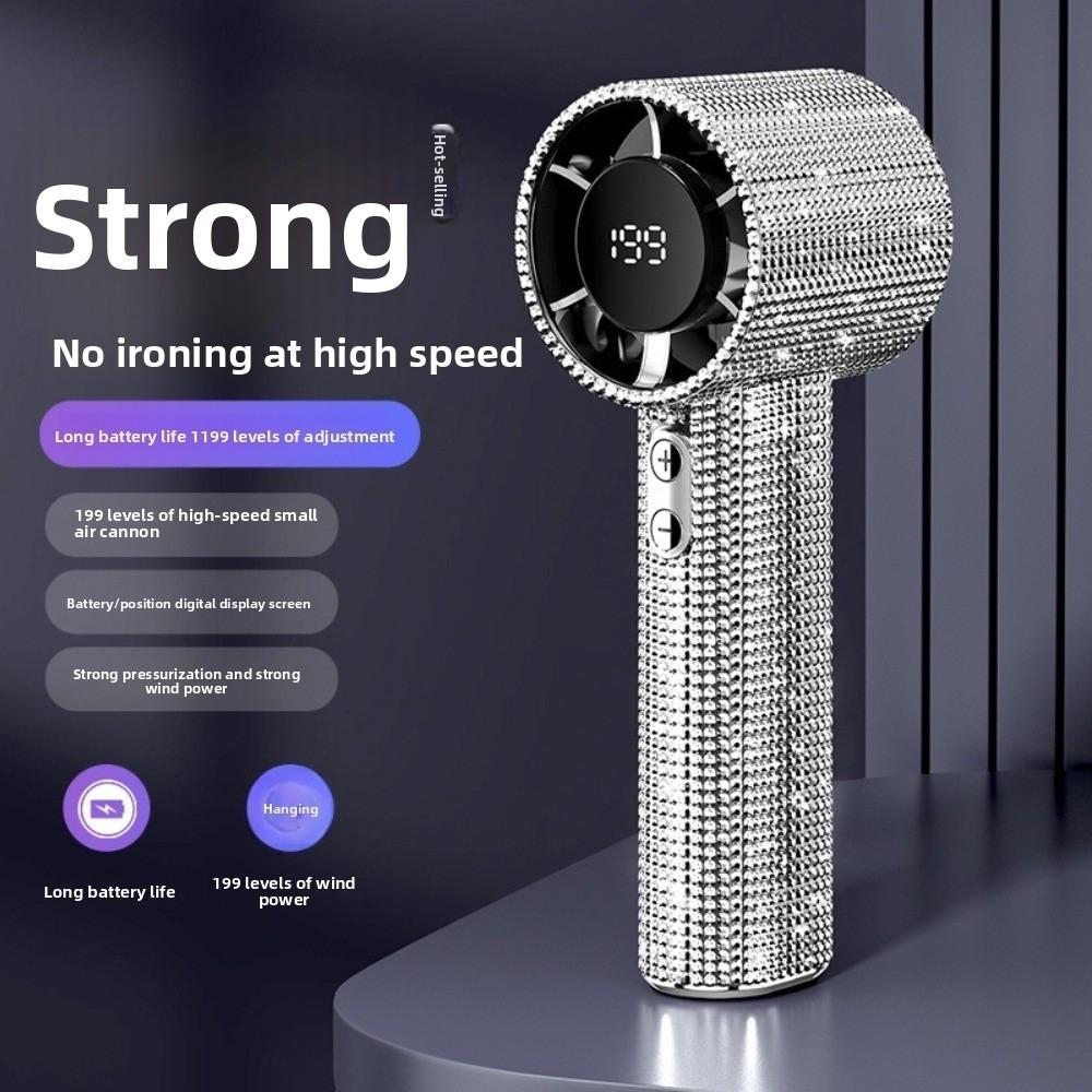 Diamond Design Mini Handheld Fan Quiet Operation Rechargeable Fan New Digital Display Fan Outdoor