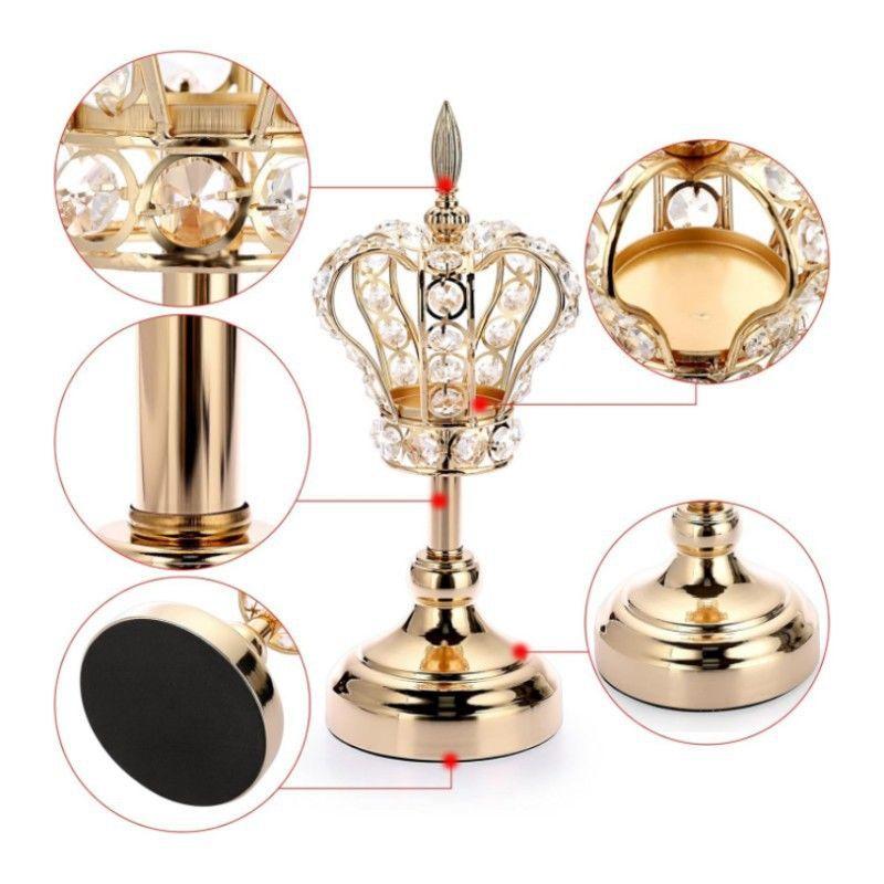 European crystal candlestick crown candlelight dinner scene decoration props living room golden ornaments retro luxury