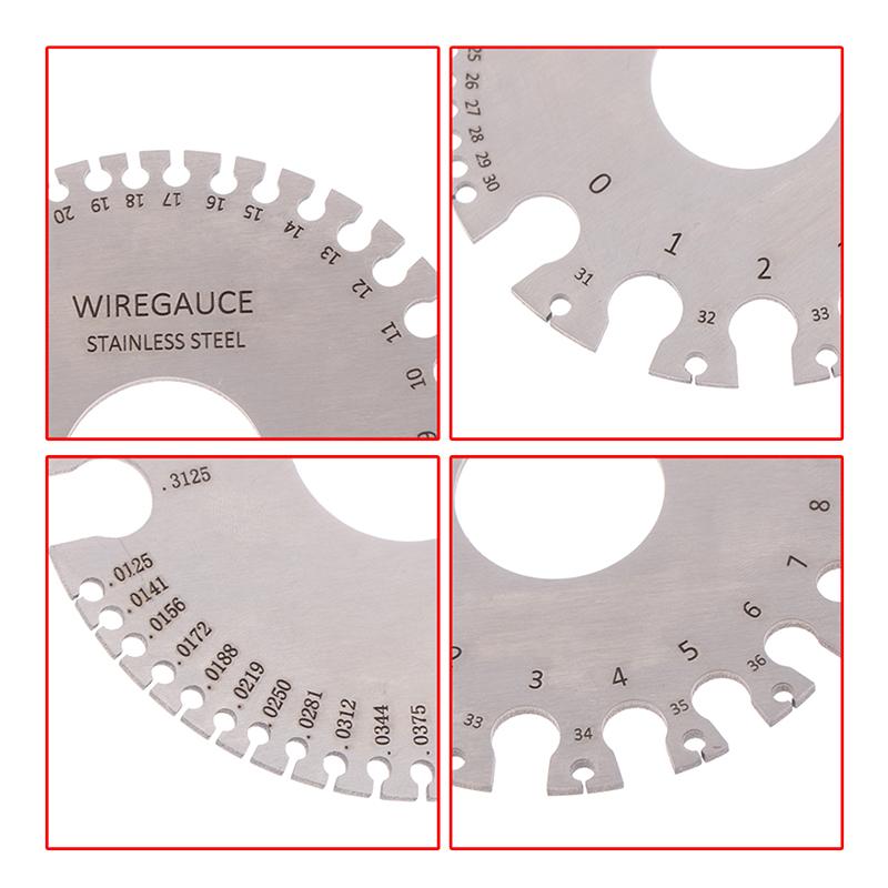 0-36 Round Awg Swg Wire Gauge Thickness Ruler Gauge Diameter Stainless Steel Measurer Tool Welding Inspection Wire Gauge