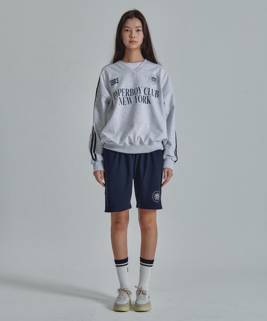 PAPERBOY V-Neck Track Sweatshirt - White Melange