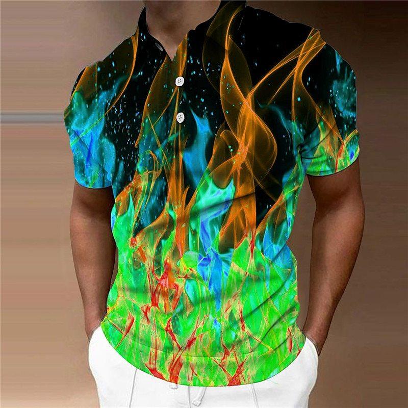 Herren Poloshirt Kurzarm 3D-Druck Oberteile Mode Polyester Atmungsaktiv Bequem Poloshirts