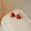 Boucles d'oreilles puces Fraise Douce pour Femmes Style Niche Brillant Délicat Boucles d'oreilles Strass Tempérament Délicat Fête Mariage Bijoux d'Oreilles
