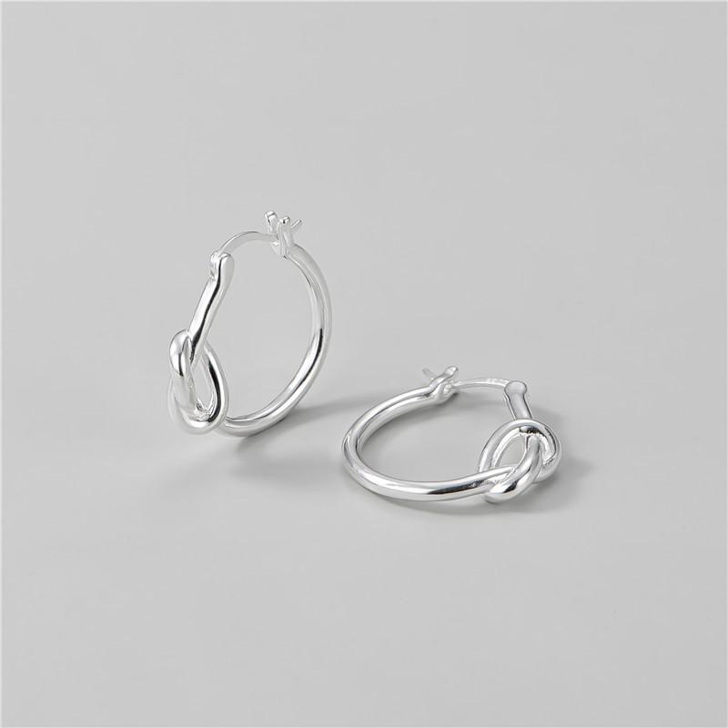 Korean Style S925 Sterling Silver Knotted Rope Ear Cuff Earrings