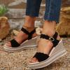 Fashion Women's Wedge Heeled Sandals Summer 2025 Fashion Chunky Platform Shoes Woman Plus Size Thick Bottom Ankle Strap Sandalias Mujer