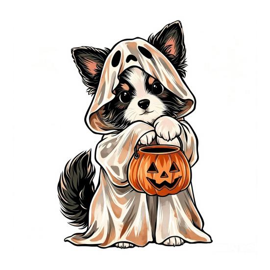 Rustic Autumn Table Centerpiece Halloween Wooden Ghost Ornament with Pumpkin Pattern, Double Sided Desktop Decoration, Cute Figurine Spooky