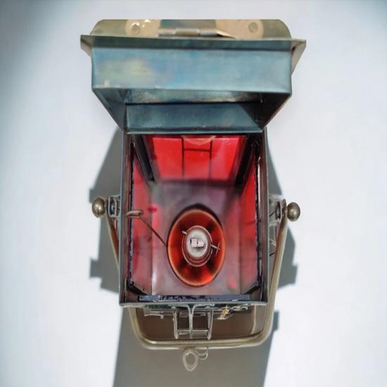 Brass Set of 2 Lantern Red, Green Glass Nautical Beach Lantern Decor Hanging Oil Lamp Ship Lantern 30.48 Cm