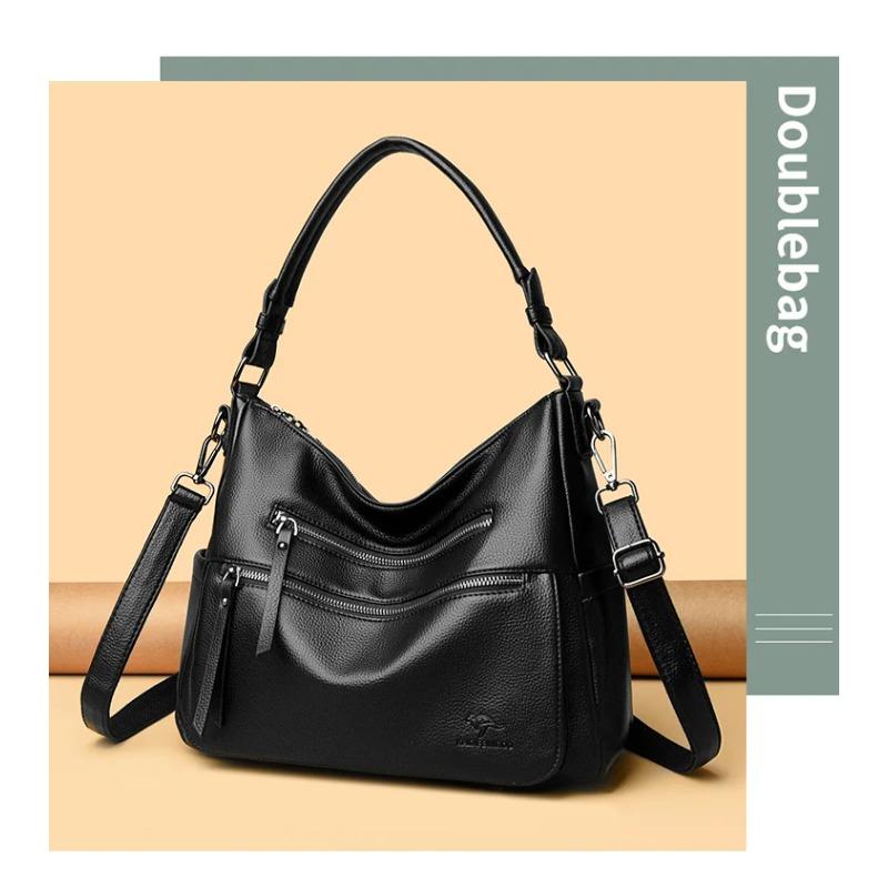 Women Bags Quality Soft Leather Totes Multiple Pockets Casual Shoulder Shopping Bags Fashion Ladies Handbags