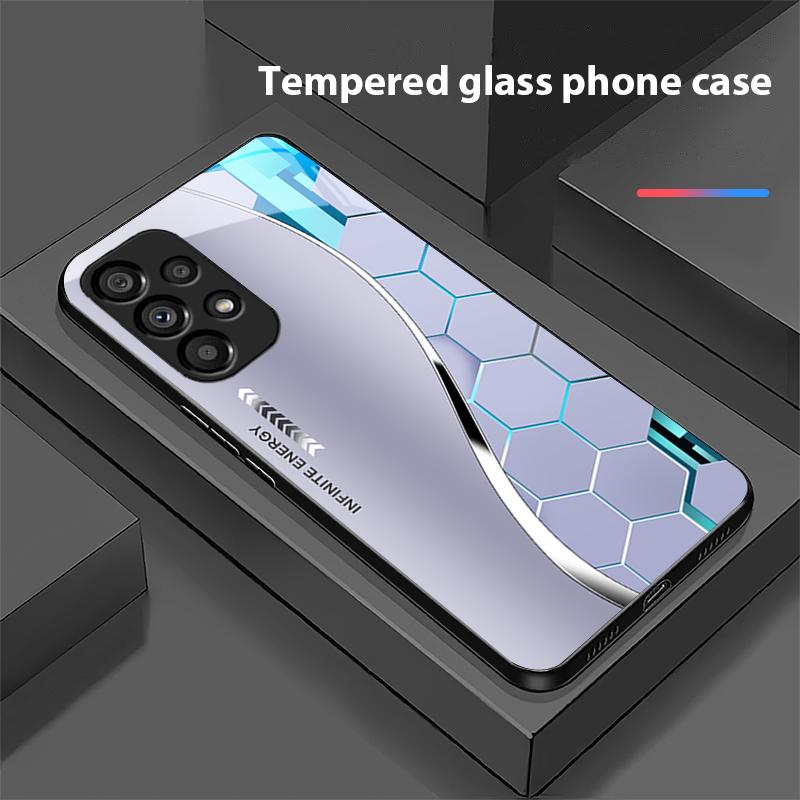 Sci Fi Silver White For Samsung Galaxy S 8 9 10 20 Plus 21 FE 22 23 24 Ultra S7 Edge Black Tempered Glass Phone Case Hard Shell